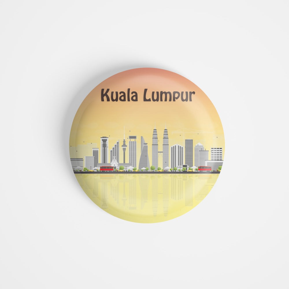 dhcrafts Round Fridge Magnet Multicolour Places Kuala Lumpur Capital City Of Malaysia Glossy Finish Design Pack of 1 (75 mm)